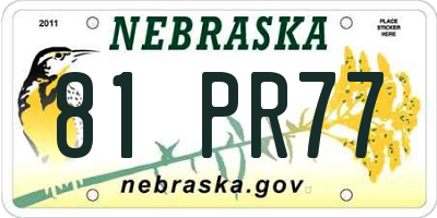 NE license plate 81PR77