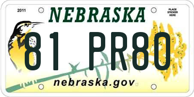 NE license plate 81PR80