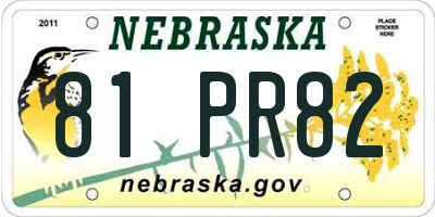 NE license plate 81PR82
