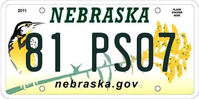 NE license plate 81PS07