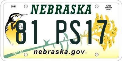 NE license plate 81PS17