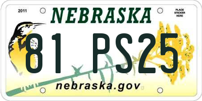 NE license plate 81PS25