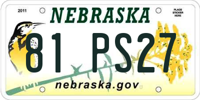 NE license plate 81PS27