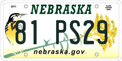 NE license plate 81PS29