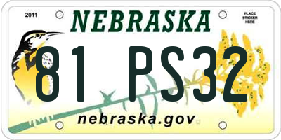 NE license plate 81PS32