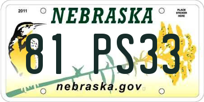 NE license plate 81PS33