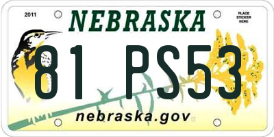 NE license plate 81PS53