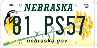 NE license plate 81PS57
