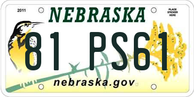 NE license plate 81PS61