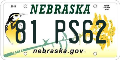 NE license plate 81PS62