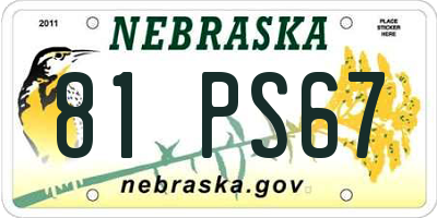 NE license plate 81PS67