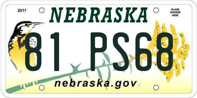 NE license plate 81PS68