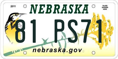 NE license plate 81PS71