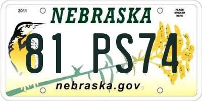 NE license plate 81PS74