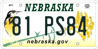 NE license plate 81PS84