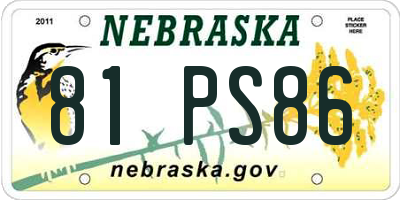 NE license plate 81PS86