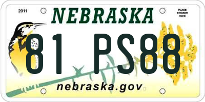 NE license plate 81PS88