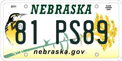 NE license plate 81PS89