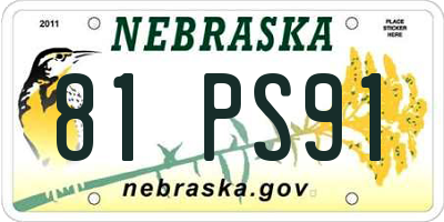 NE license plate 81PS91