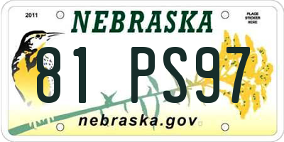 NE license plate 81PS97
