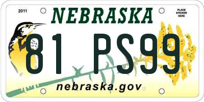 NE license plate 81PS99