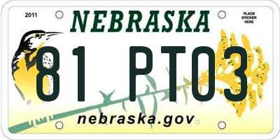 NE license plate 81PT03