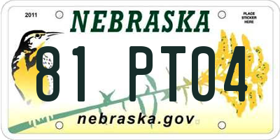 NE license plate 81PT04