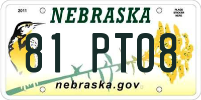 NE license plate 81PT08