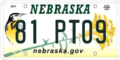 NE license plate 81PT09