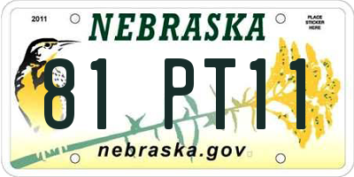 NE license plate 81PT11