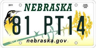 NE license plate 81PT14
