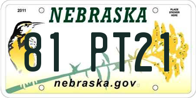 NE license plate 81PT21