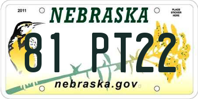 NE license plate 81PT22