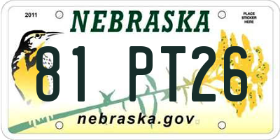 NE license plate 81PT26