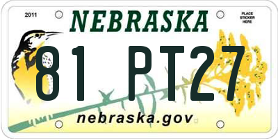 NE license plate 81PT27