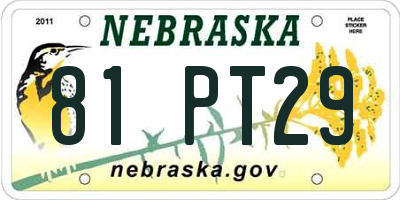 NE license plate 81PT29