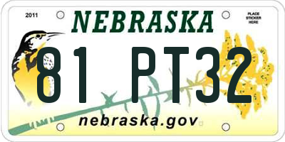 NE license plate 81PT32