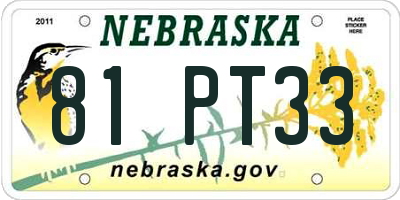 NE license plate 81PT33