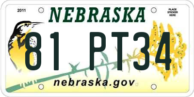 NE license plate 81PT34