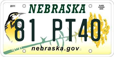 NE license plate 81PT40