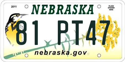 NE license plate 81PT47