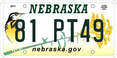 NE license plate 81PT49