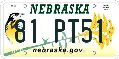 NE license plate 81PT51