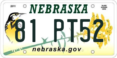 NE license plate 81PT52