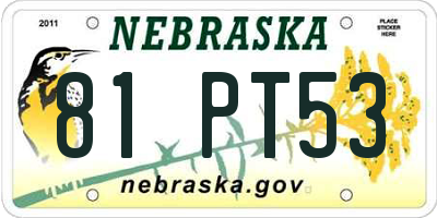 NE license plate 81PT53