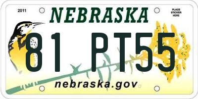 NE license plate 81PT55
