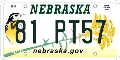 NE license plate 81PT57