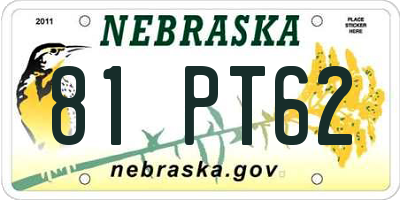 NE license plate 81PT62