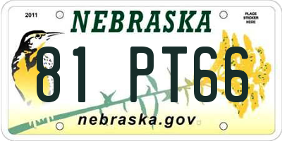NE license plate 81PT66