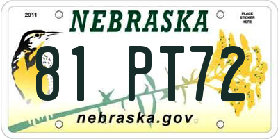 NE license plate 81PT72